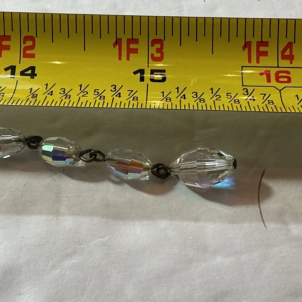 Vintage Laguna Aurora Borealis Crystal Bead Necklace Faceted AB Glass Graduated